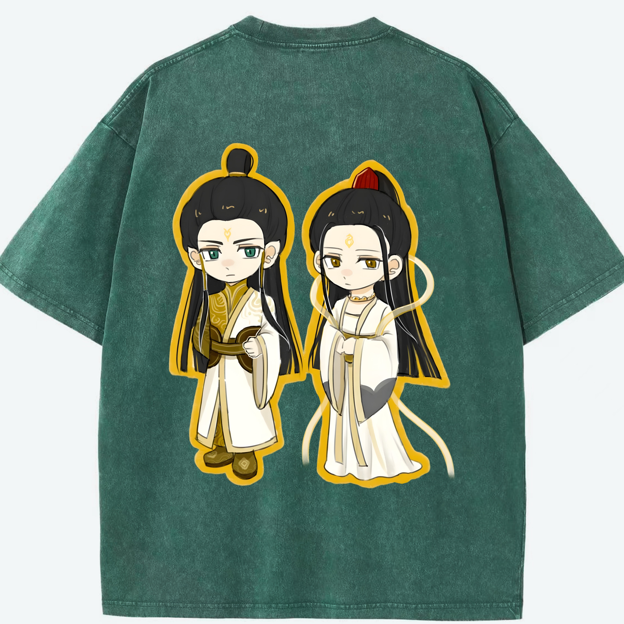 （画像用） Ne Zha 2 ナタ 魔童の大暴れ 綿100% ヴィンテージ風 半袖Tシャツ（背面プリント）